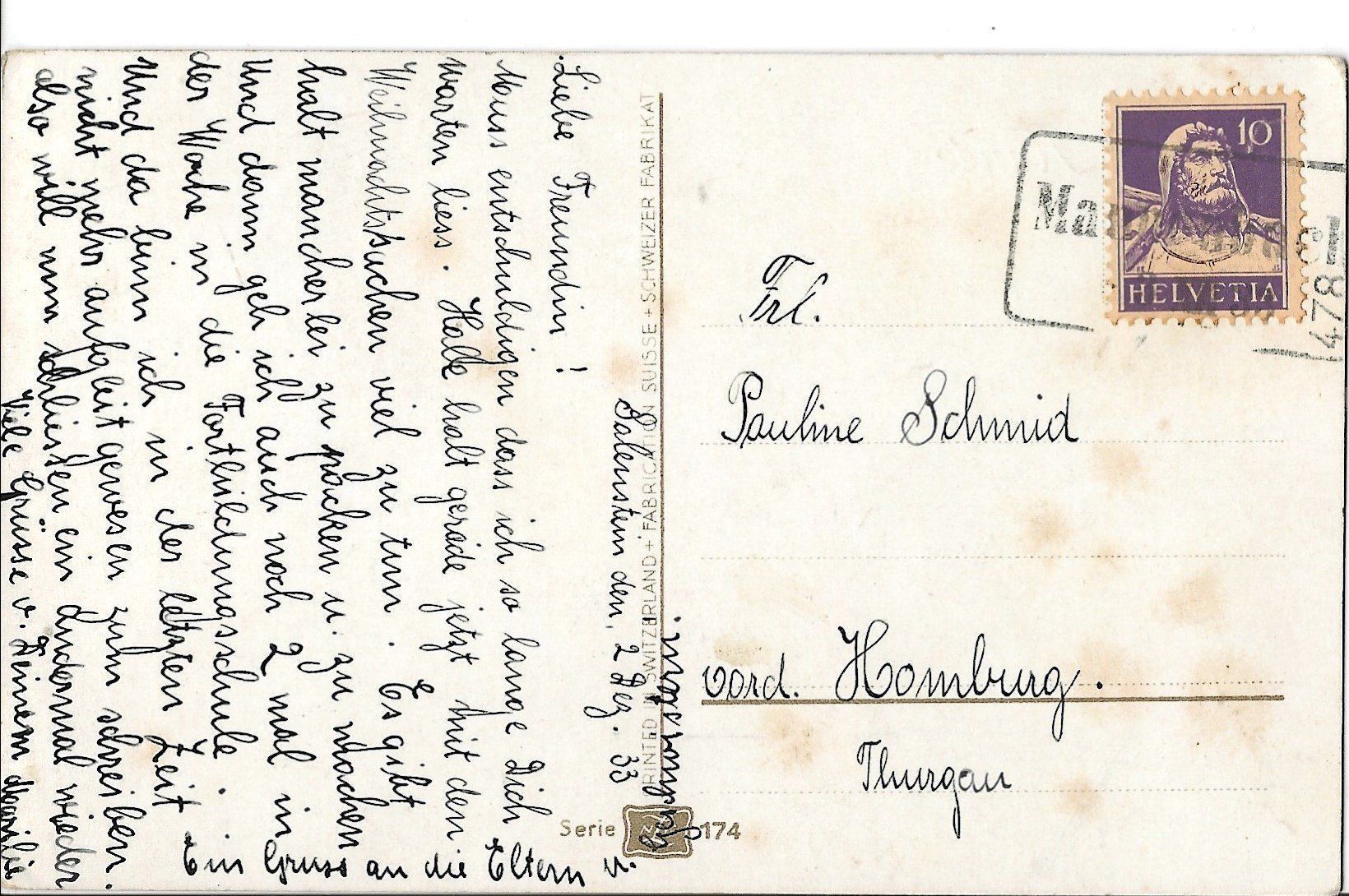 Cartes postales: Bahnpoststempel Mannenbach TG, 1933 – D'occasion à Frauenfeld par Merk52