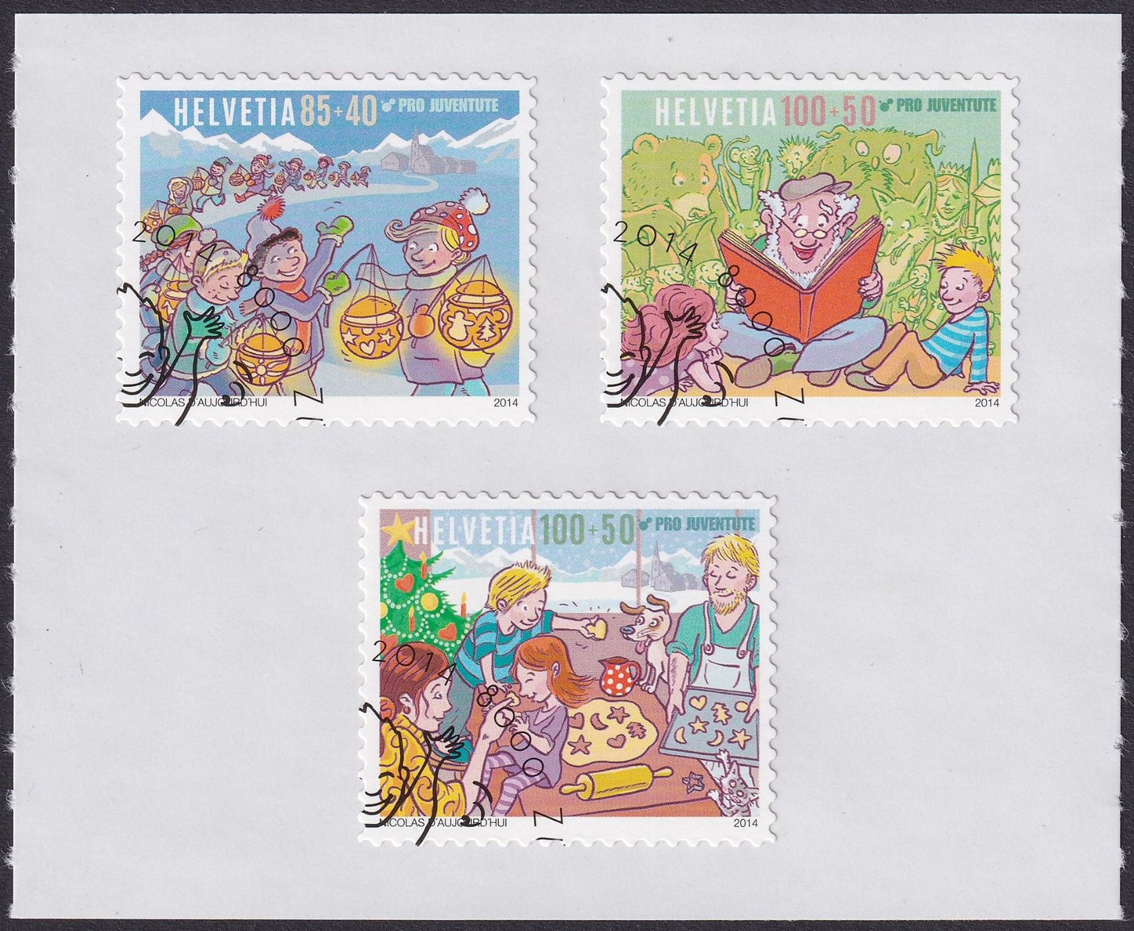 Tutti i francobolli: 2014, Pro Juventute 412A-414A mit Ersttags-Eck-Stempel. – Usato da Sursee venduto da Luzernerraute
