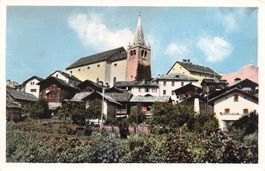 Lens VS village and church Valais Switzerland
