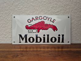 Emailschild Mobiloil Tankstelle Zapfsäule Oil Emaille Schild