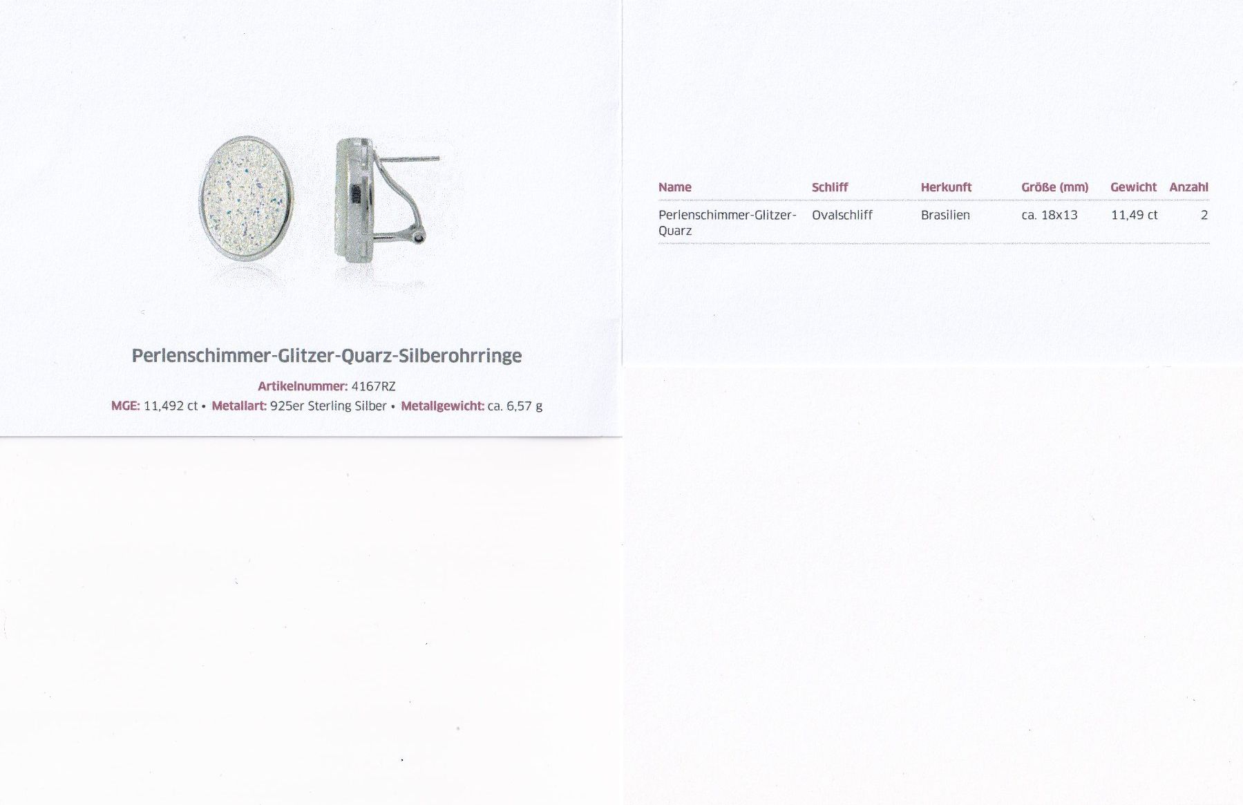 Orecchini pendenti & Orecchini a lobo: Echtschmuck: Perlenschimmer Glitzer-Quarz Ohrstecker – Nuovo (secondo la descrizione) da Zuchwil venduto da maumauchi 1