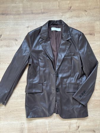 veste en cuir marron Bershka, taille S