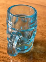 Antikes Miniatur Bierkrug aus Glas - Blau Top!