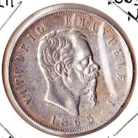 ITALIEN KÖNIG VITTORIO EMANUELE II 5 LIRE 1865 NAPOLI SELTEN