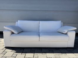Schlafsofa / Sofa/ Couch Stoff weiß mit Daunenfüllung