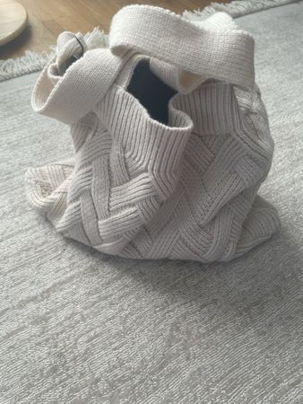 Stylische Strick Shopper Tasche Beige