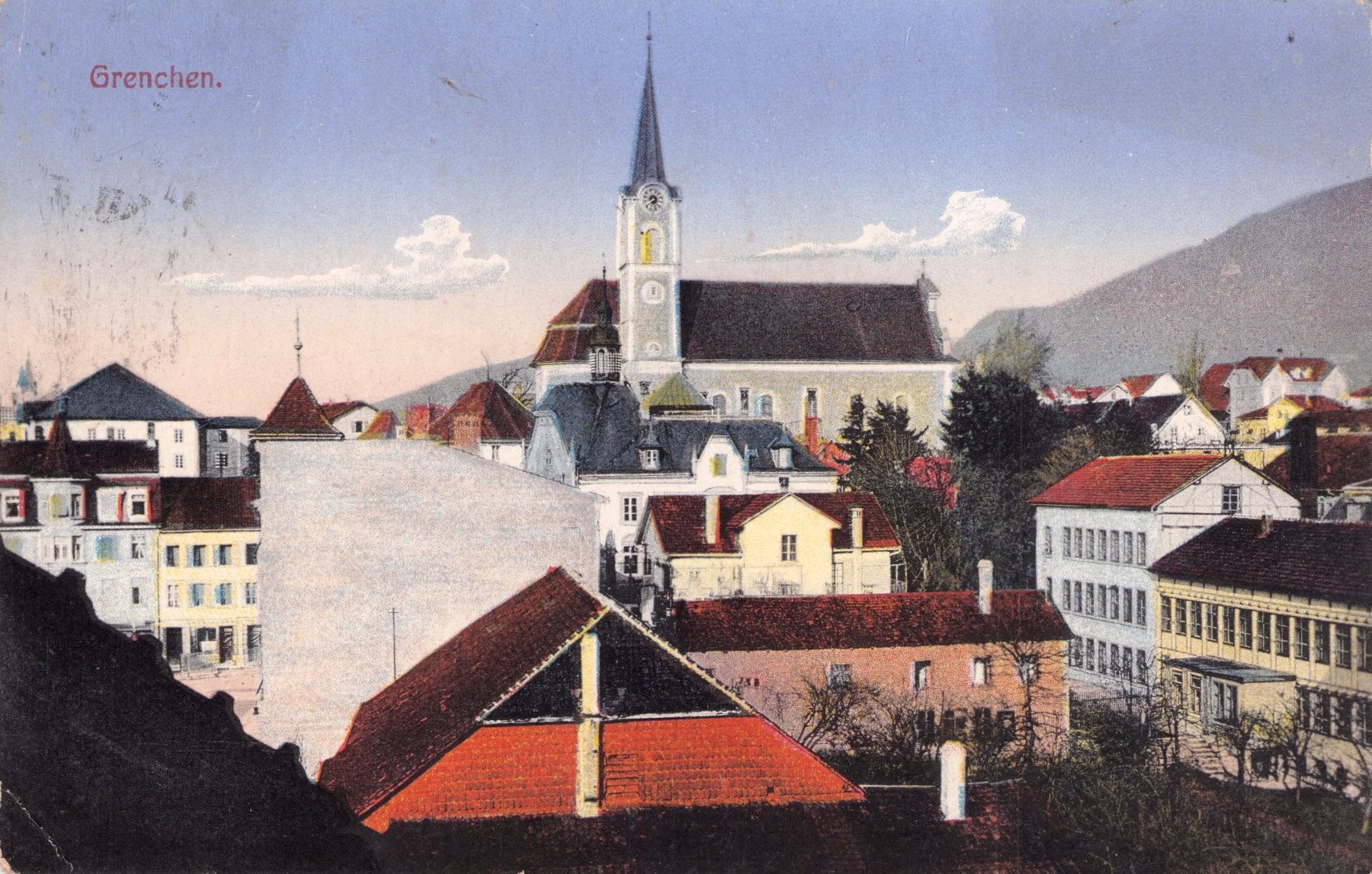 Cartes postales: Grenchen SO // 1920 Kirche – D'occasion à Basel par intermezzo12