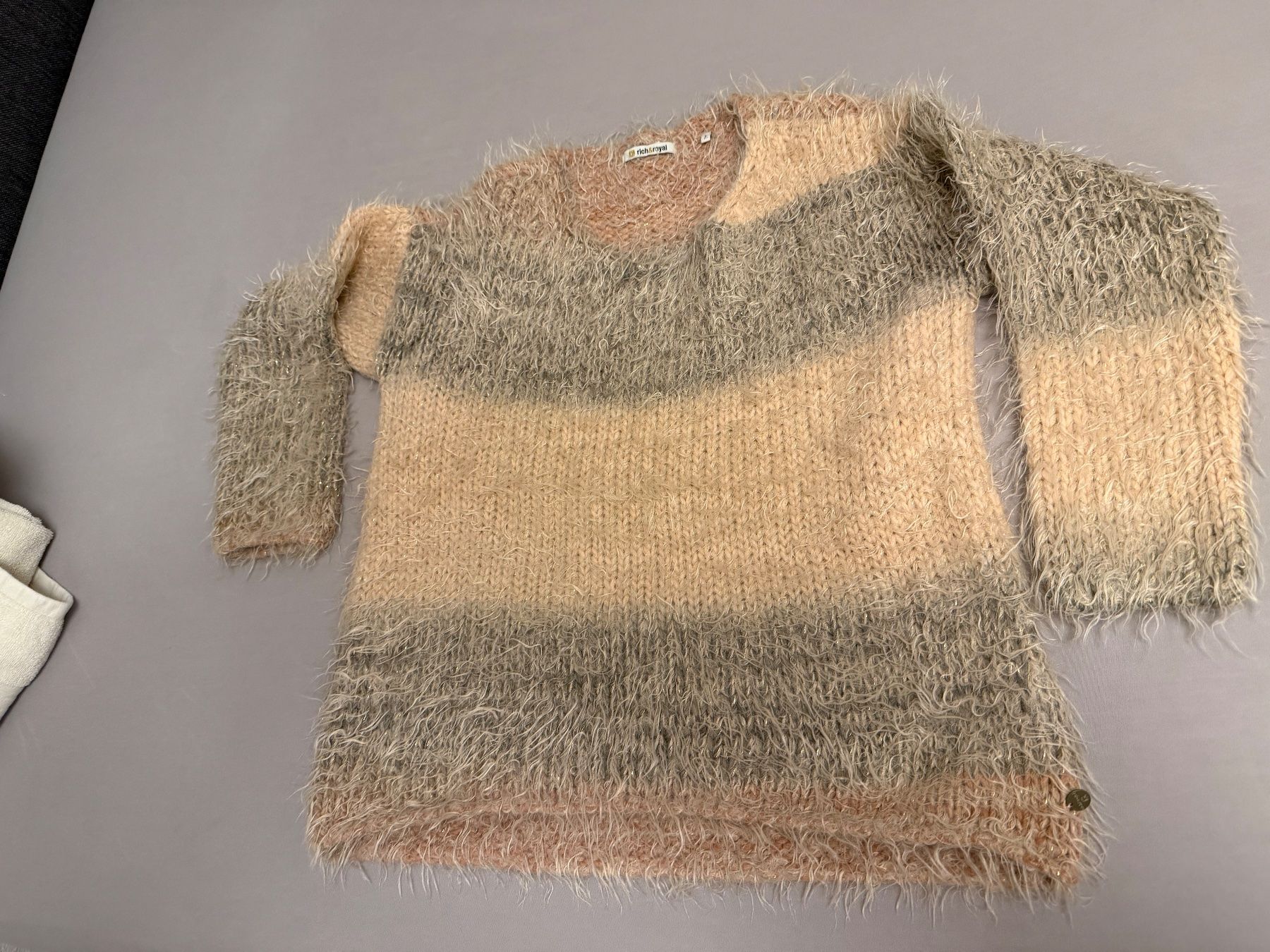 Rich & Royal Pullover & Sweatshirts: Rich & Royal Mischstrickpullover Creme/rosa/Grautöne/Small – Gebraucht aus rheineck von norwegianwood52 3