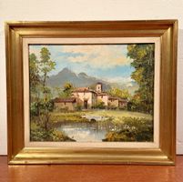 Vintage Original Italian Landscape Oil Painting 