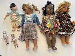 Lot: 6 antike Puppen, div. Grössen und Alter. . En block