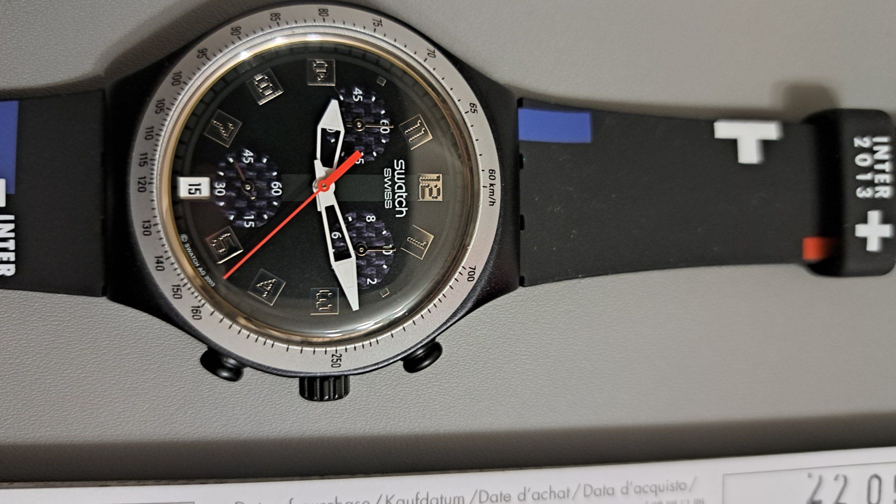 Swatch Orologi: Swatch Chrono Inter 2013 - Édition Limitée! 40mm neuf – Nuovo e nell'imballaggio originale da Clarens venduto da mig_f5z9 1