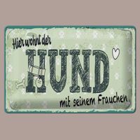 🔥 HUND MIT SEINEM FRAUCHEN Blechschild 💚 12x18cm OVP 🔥