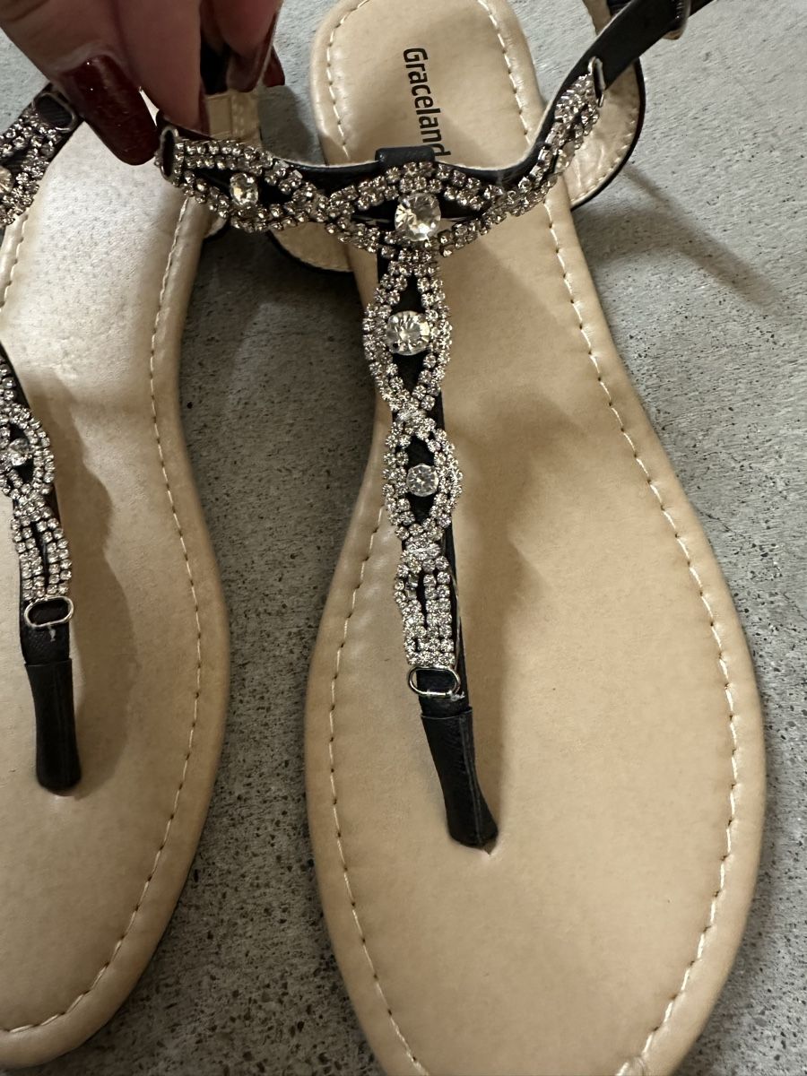 Graceland Scarpe da donna: Schicke Sandalen, schwarz mit Strass, Grösse 41 – Nuovo (secondo la descrizione) da Glattbrugg venduto da SMusic98 1