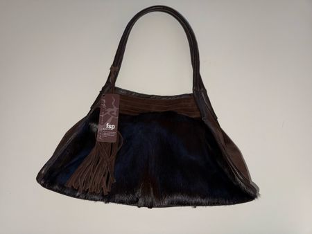 Handtasche fsp braun mit Fellbesatz  mit Etikett