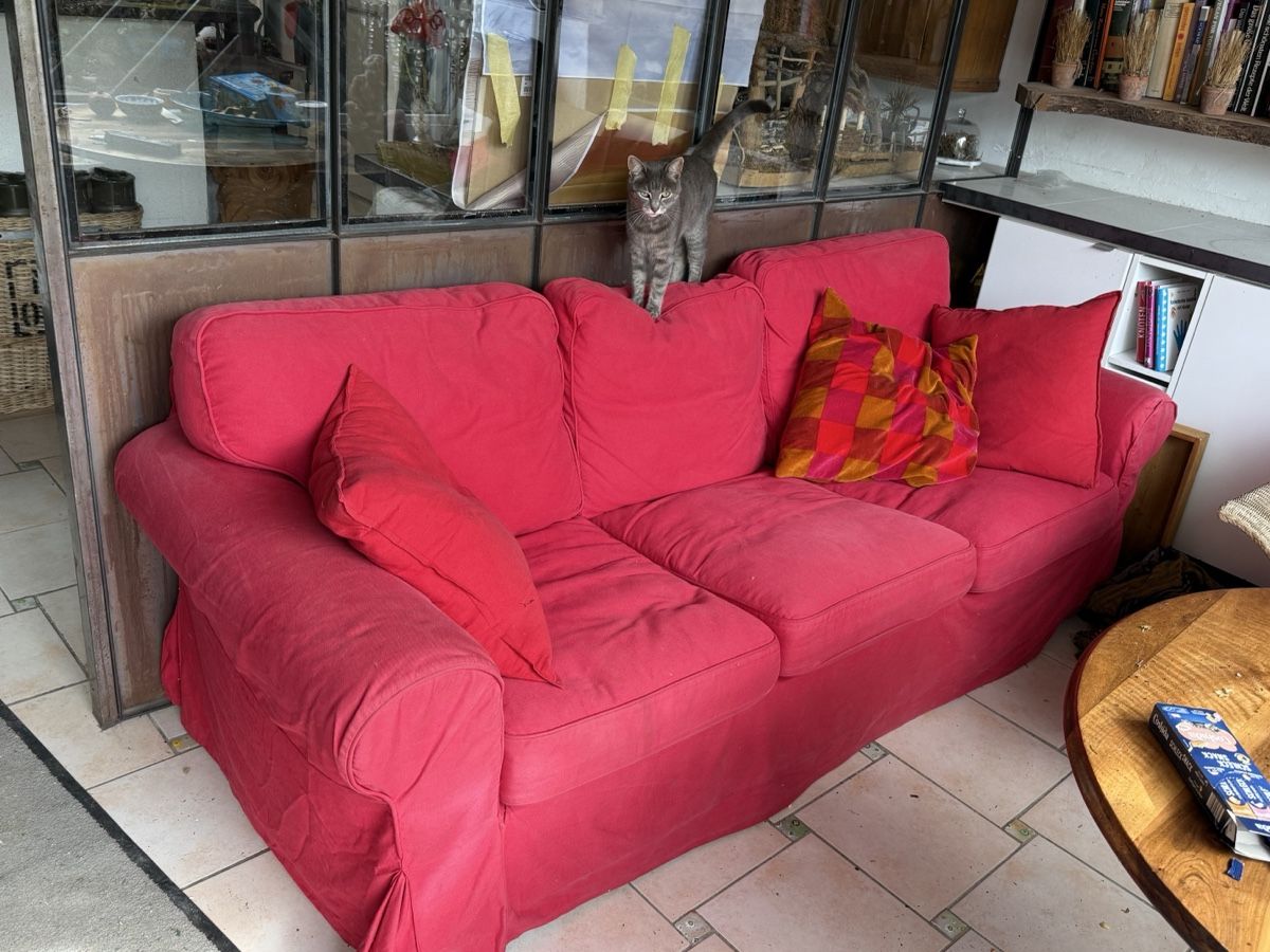 Ikea Divani: 3-Sitzer IKEA Ektorp-Sofa rot – Usato da Rüschlikon venduto da lagoon400