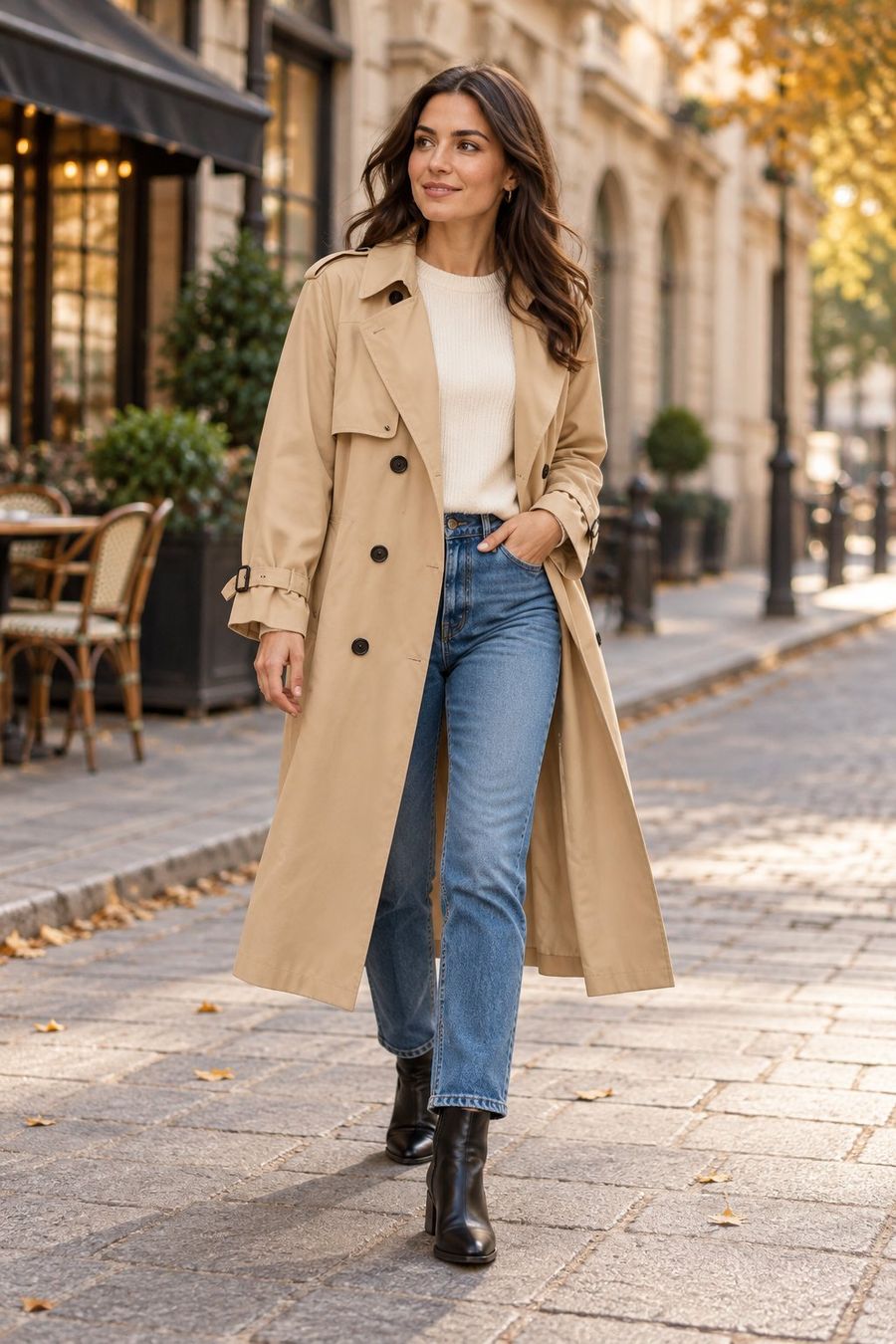 Only Manteaux: Trenchcoat ONLY ONLCHLOE DOUBLE beige – D'occasion à auw par Kaktus2006