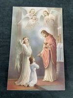 Kirchenbild Erstkommunion Engel Jesus vintage Postkarte 