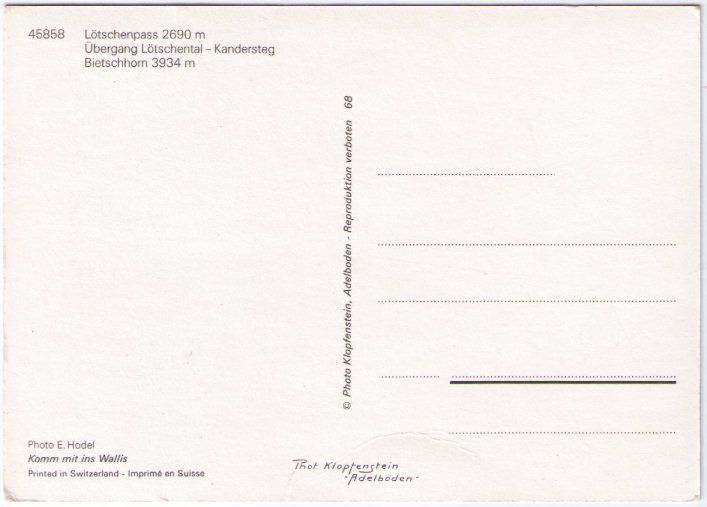 Ansichtskarten: Lötschenpass – Gebraucht aus Binningen von Mountainrider 1