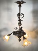 Bronze-Kronleuchter mit 3 Lichtarmen, Jugendstil