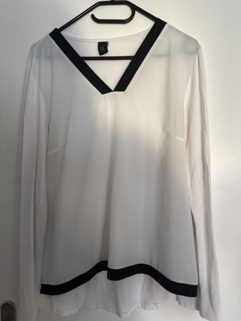 Damen Bluse Weiss Schwarz Grösse 40
