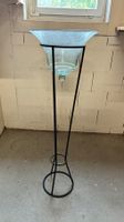 Standvase mit Glaseinsatz schwarz Metall gebraucht