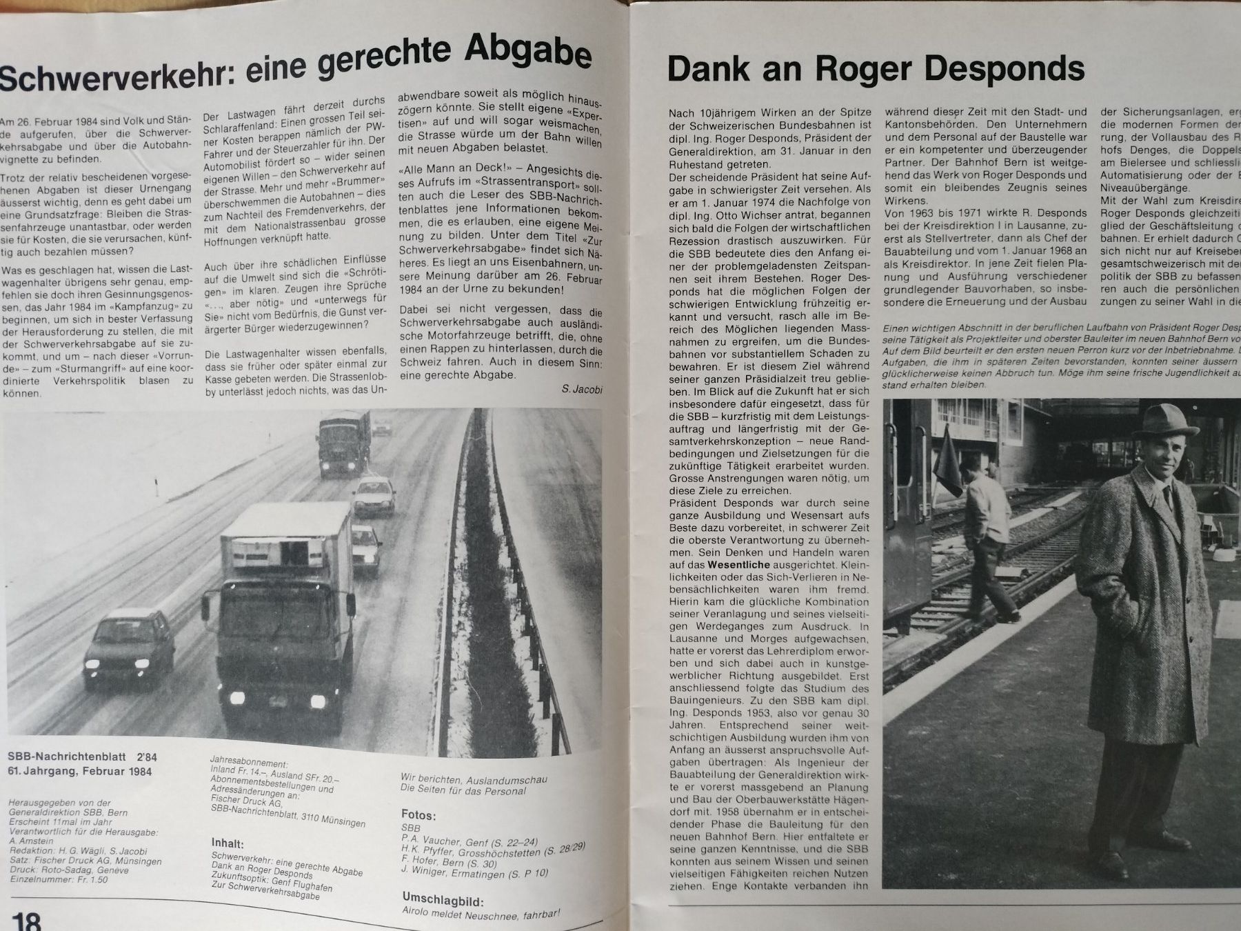 Riviste & Magazine: SBB CFF FFS Nachrichtenblatt von 1984 – Usato da Schwanden Sigrisw venduto da pho_2mc9 1