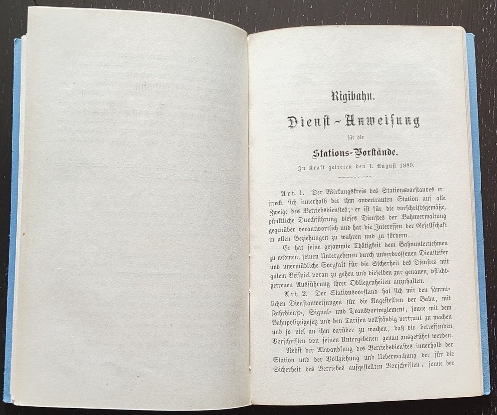 Documenti: VRB Rigi-Bahn Dienstreglement 1889 – Usato da Biberist venduto da Slick 6