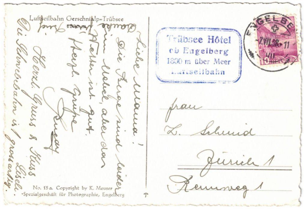 Cartoline postali: Engelberg - Luftseilbahn Gerschnialp--Trübsee – Usato da Binningen venduto da Mountainrider 1
