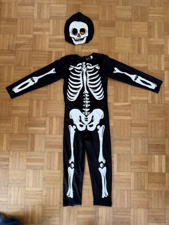 Helloweenkostüm Skelett Gr. 122/128