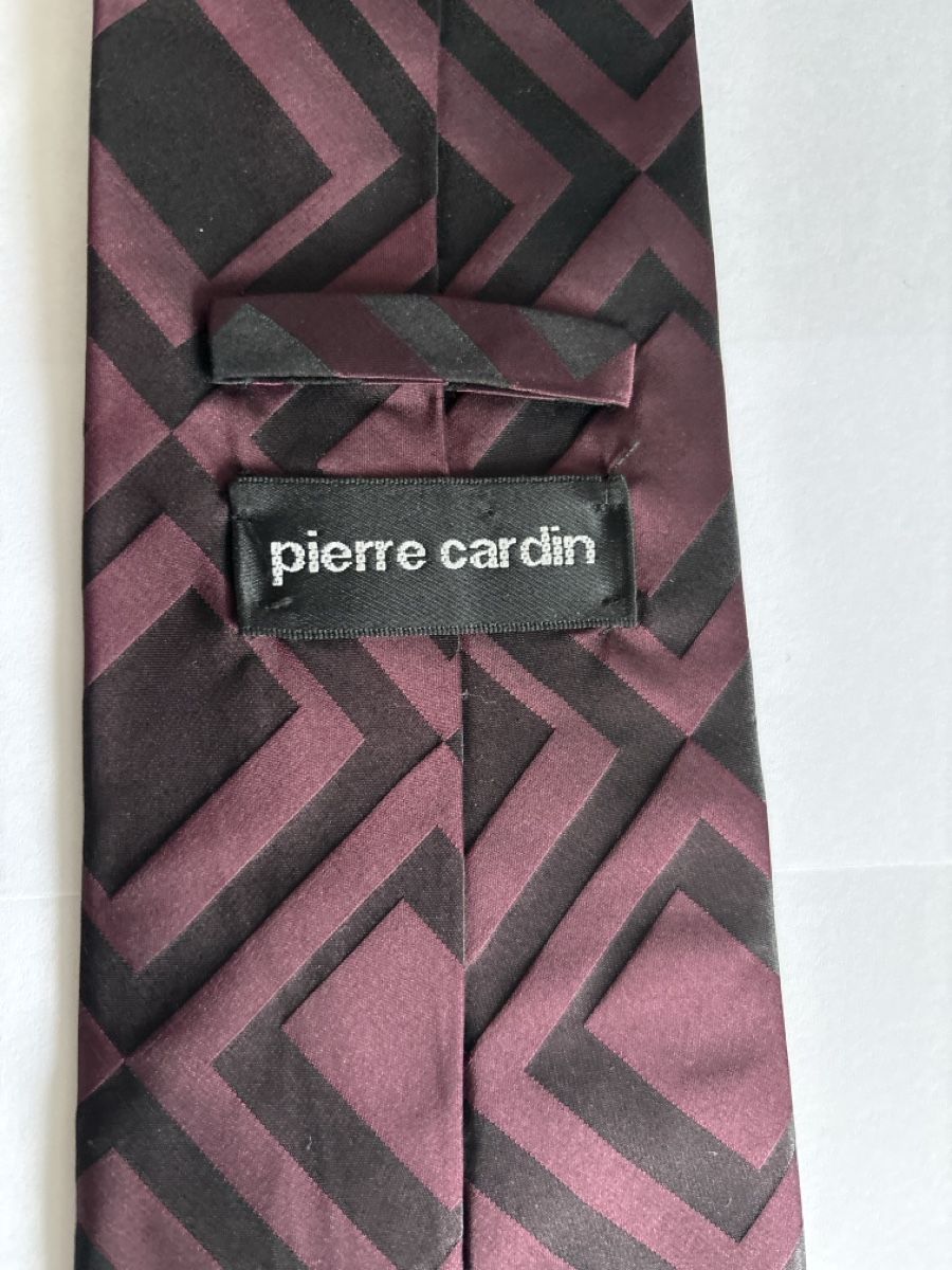 Cravatte: Pierre Cardin Tie Geometric Pattern Burgundy Black – Usato da Basel venduto da sid160 3