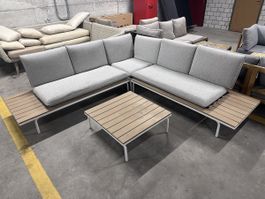 Gartenlounge Alu/Holz 3-tlg inkl. Abdeckung