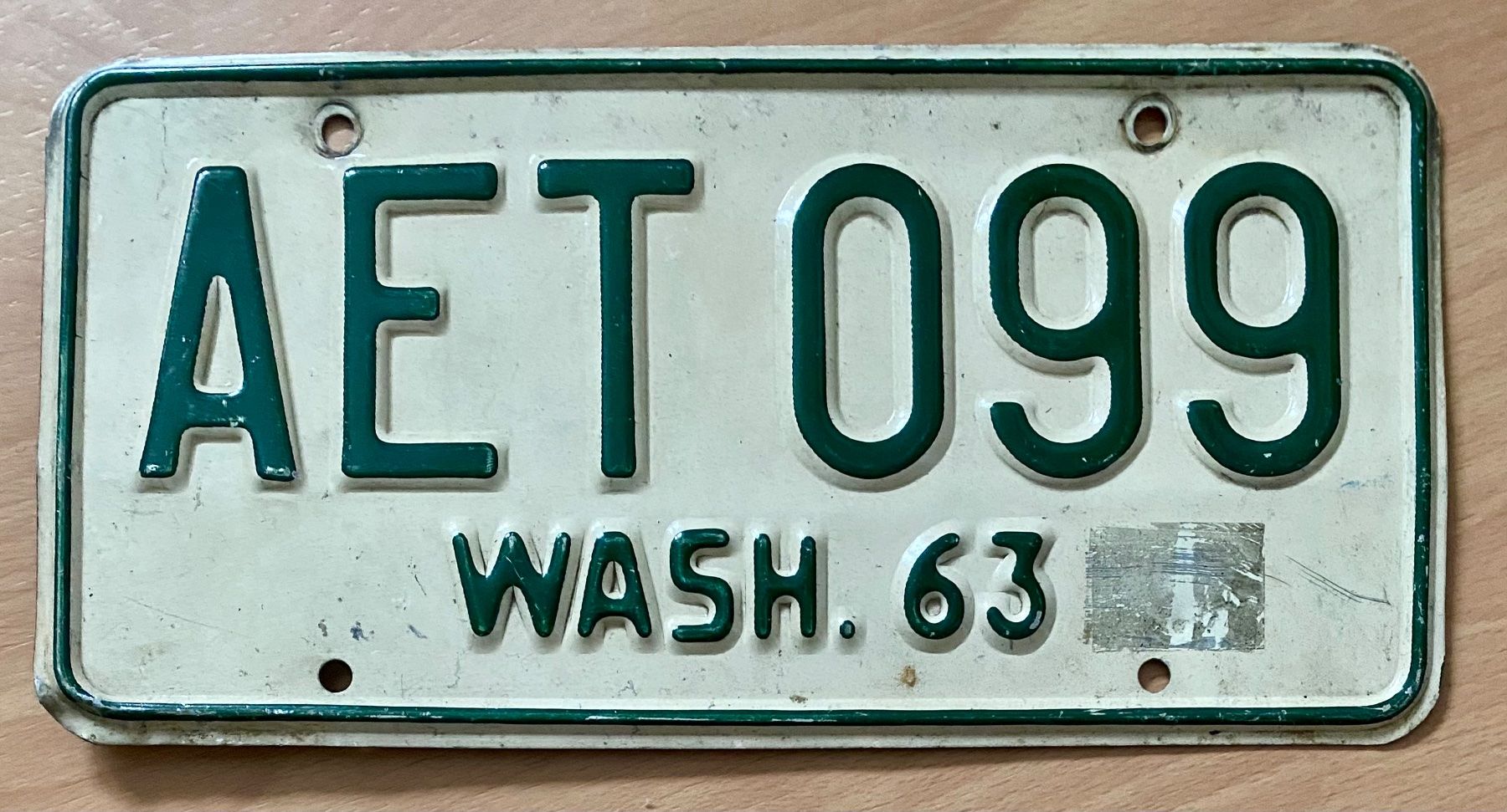 Schilder: US Nummernschild Washington 1963 AET 099 – Gebraucht aus Wolfhalden von 19651979