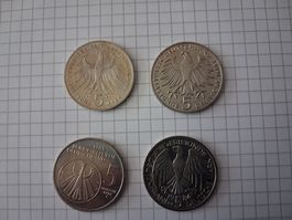 4 Gedenkmünzen in 5 DM