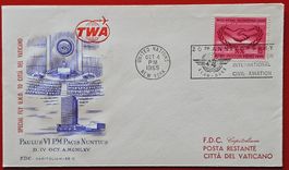 USA UNO NEW YORK FLUGPOST TWA SONDERFLUG ROM VATIKAN 1965