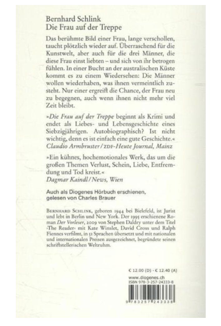 Libri: Die Frau auf der Treppe - Bernhard Schlink – Usato da Frauenfeld venduto da AlphaCentauri369 1
