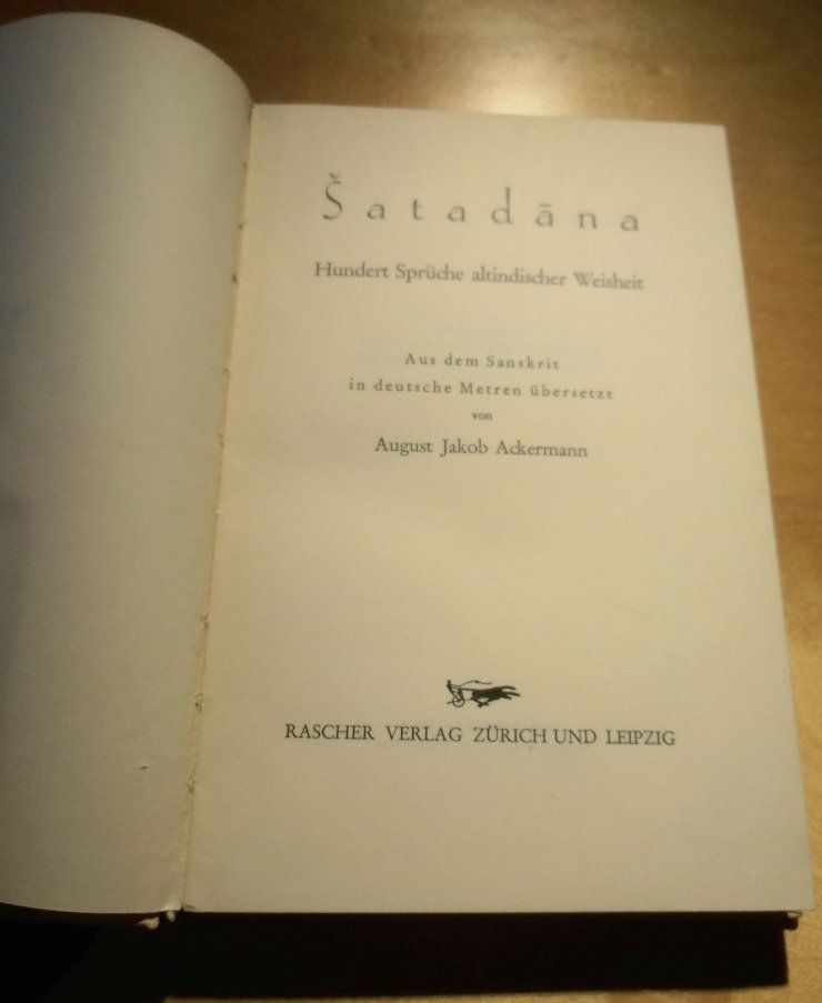 Bücher: Satadana - Altindische Weisheiten – Gebraucht aus Zürich von rudirentier 1