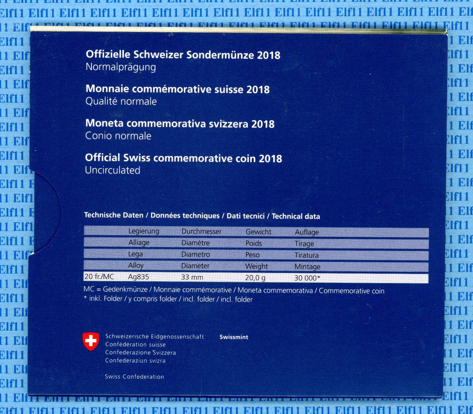Tutti le monete: CHF__20.00 2018 Klausenpass im Folder stgl 20 Franken – Nuovo e nell'imballaggio originale da Widnau venduto da Elf11 5