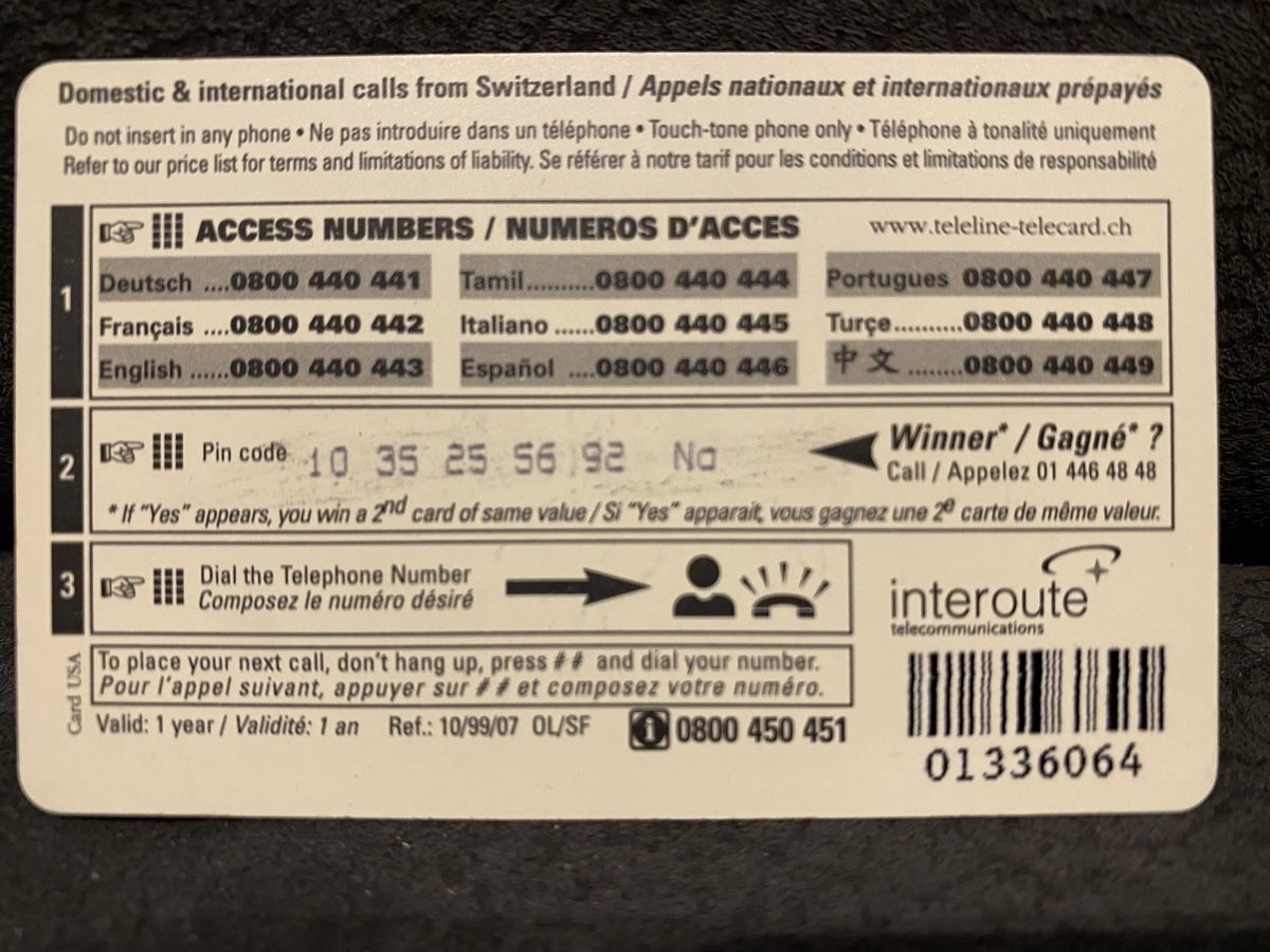 Cartes de téléphone: Teleline – D'occasion à Lausanne par babacard10 1