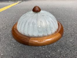 Deckenleuchte Holz Glas rund Vintage