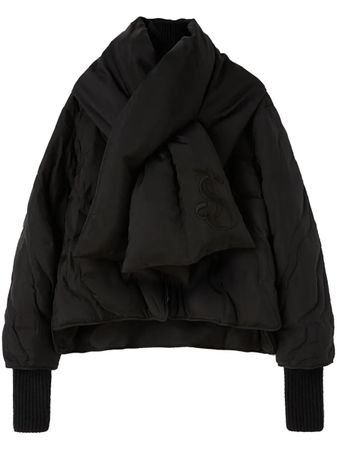 Jil Sander Jacke gesteppt schwarz mit Schal Grösse 36-38