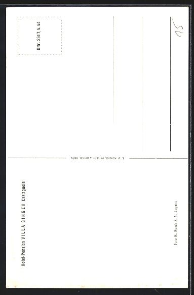 Cartoline postali: Castagnola, Hotel-Pension Villa Singer – Usato da Berlin venduto da bartko-reher 1