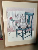 Charmante aquarelle encadrée, nature morte champêtre!