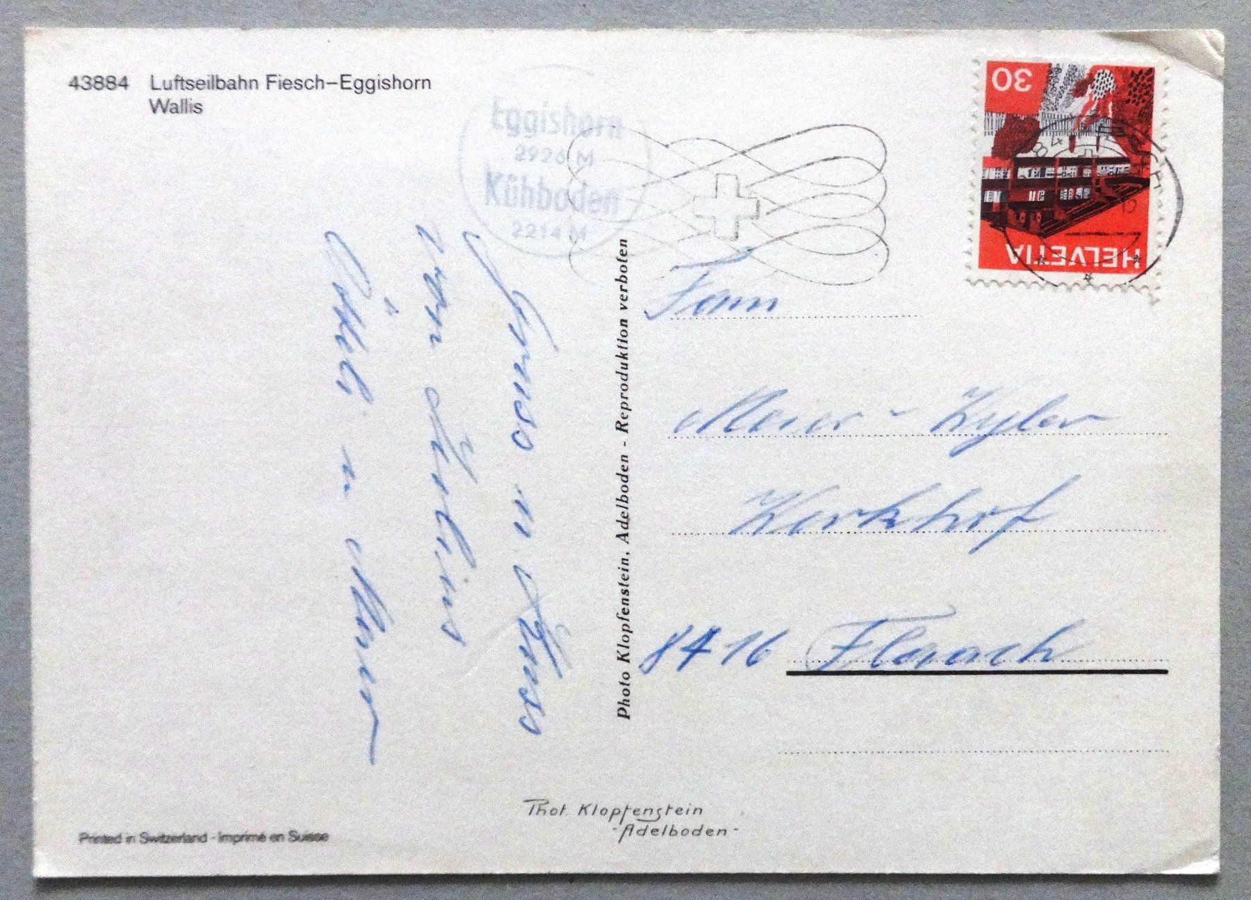 Cartoline postali: Luftseilbahn Fiesch-Eggishorn, Wallis – Usato da Fétigny venduto da Billy2miny 1