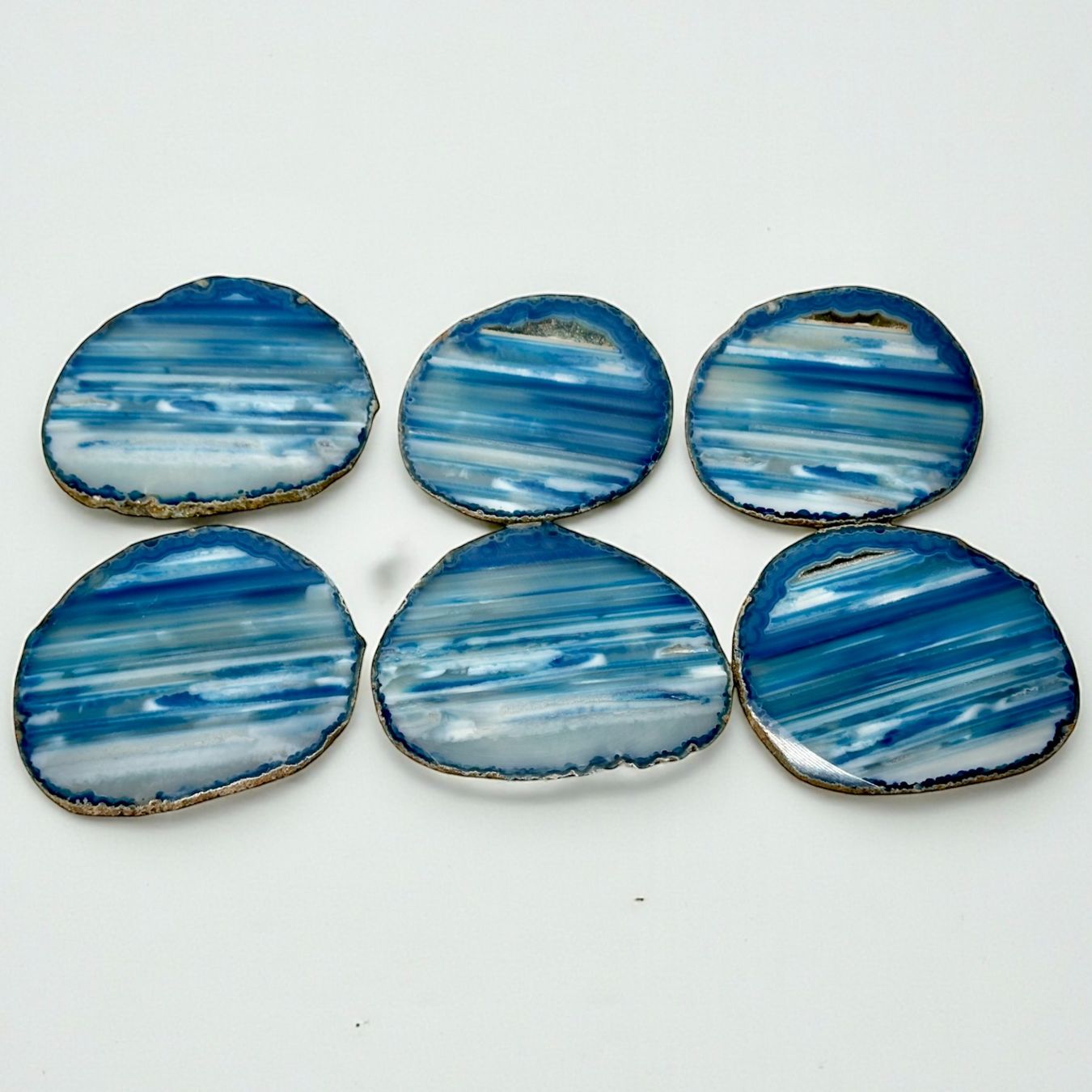 Sottobicchieri: Ensemble unique de six sous-verres en agate bleue – Usato da Morges venduto da Novantica