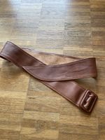 Wide leather belt brown fashion accessory used