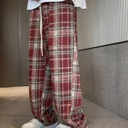 Stoffhose, rot kariert, Grösse S/M