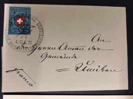 Alter Briefumschlag mit Briefmarke Schweiz 50 Rappen 1971.