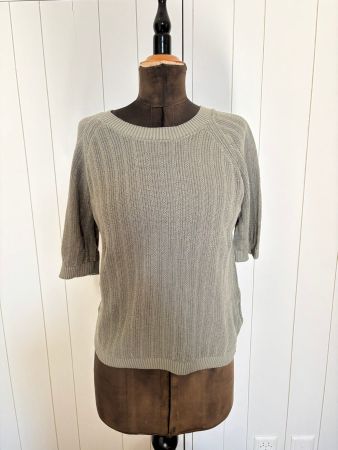 chicorée Kurzarm Pullover kaki grün - Grösse L ca.