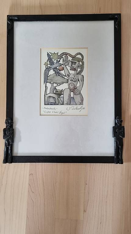Poster & Bilder: W. Aulbach, grosser blauer Vogel – Gebraucht aus Zürich von Reimann3