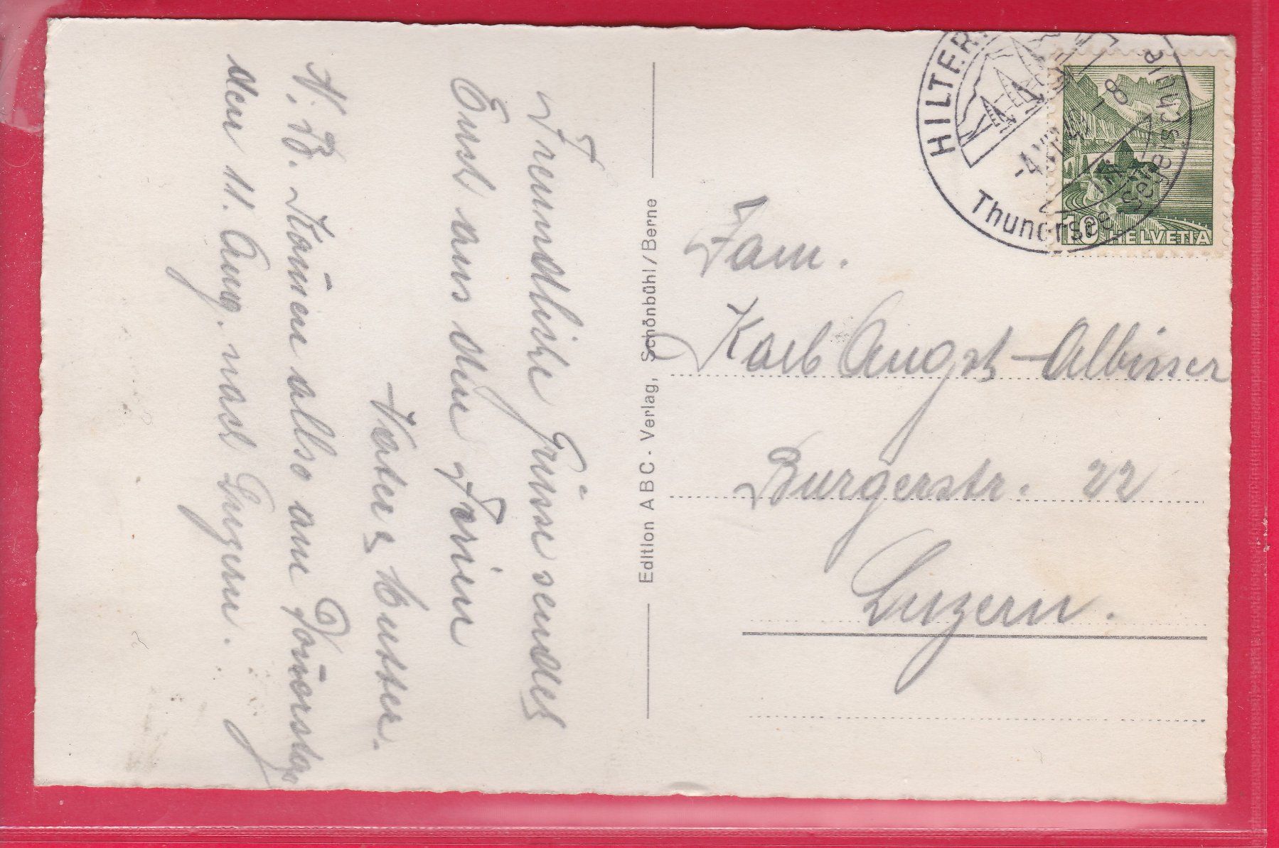 Cartoline postali: HALTENEGG 1040m, 4.8.1949 – Usato da Oberrieden venduto da Gebirgsstelze 1